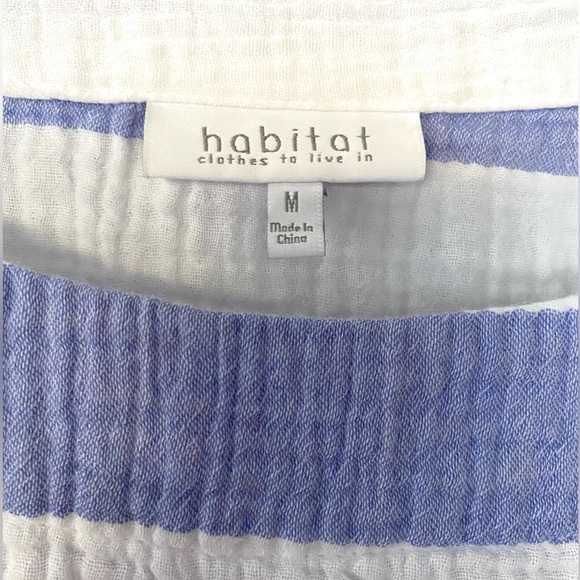 Habitat Periwinkle Blue and White Striped Shirt. 100% Cotton, 3/4 Sleeve  EC SzM - Picture 2 of 14